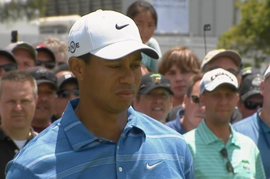 Tiger Woods at a tournament on the golf course