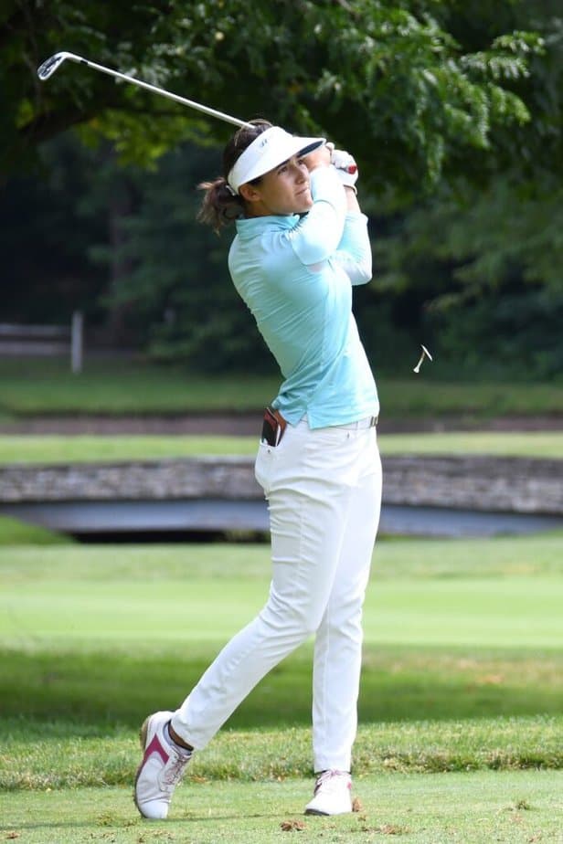 Comfortable posture after a golf swing